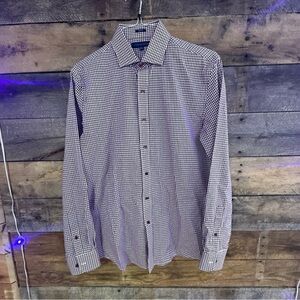 Tommy Hilfiger Men's Checkered Shirt Red & White Long Sleeve Slim Fit 15 1/2 35